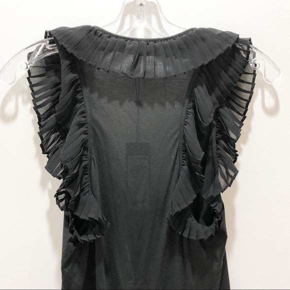 BCBG Black Top with Ruffle Neckline - NWT - Picture 4 of 5
